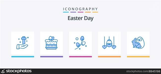 Easter Blue 5 Icon Pack Including egg. easter. egg. heart. holiday. Creative Icons Design