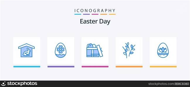 Easter Blue 5 Icon Pack Including egg. nature. gift. easter. buds. Creative Icons Design