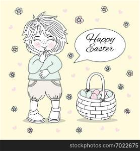 EASTER BOY Great Religious Holiday Vector Illustration Set