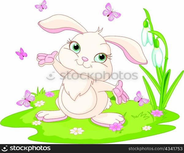 Easter bunny and butterflies