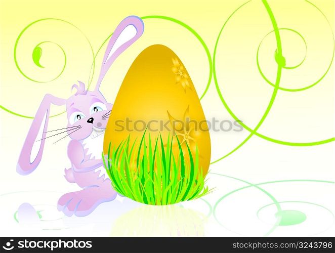 Easter bunny and easter egg, vector illustration