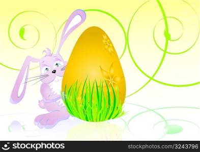 Easter bunny and easter egg, vector illustration