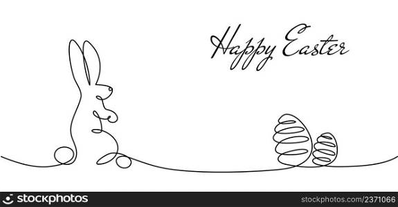 Easter Bunny Continuous One Line Drawing Bunny Minimalist Contour Illustration for Spring Design Concept Card Line Art Style with Rabbit Black and white vector. Easter Bunny Continuous One Line Drawing Bunny Minimalist Contour Illustration for Spring Design Concept Card Line Art