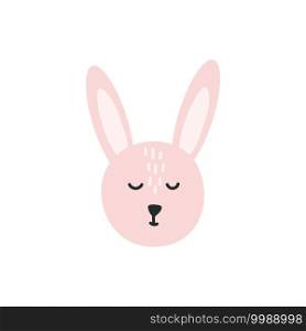 Easter bunny cute face rabbit vector scandinavian illustration. Hand drawn color decorative doodle. Childish drawing. Vector for kids greeting card, t shirt baby, banner and poster.. Easter bunny cute face rabbit vector scandinavian illustration. Hand drawn color decorative doodle. Childish drawing. Vector for kids greeting card, t shirt baby, banner and poster