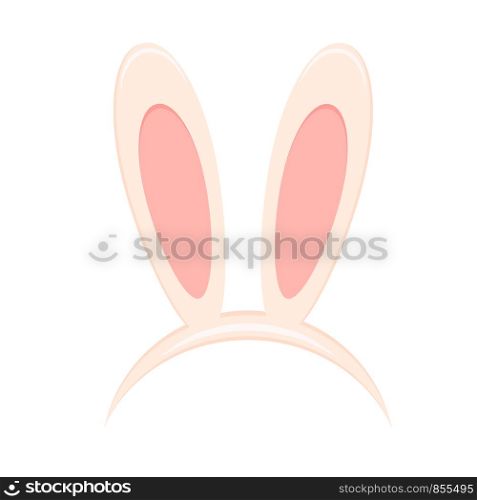 Easter bunny ears mask isolated on white background. Rabbit ear spring hat in flat style. Headdress, costume isolated element for the celebration of Easter. Vector illustration