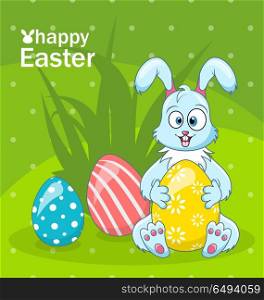 Easter Bunny Egg Hunt, Cartoon Rabbit, Greeting Banner. Easter Bunny Egg Hunt, Cartoon Rabbit, Greeting Banner - Illustration Vector