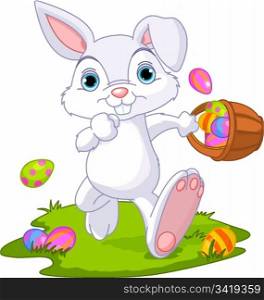 Easter. Bunny Hiding Eggs