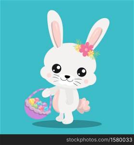 EASTER, BUNNY, WITH, BASKET, 05, Vector, illustration, cartoon, graphic,