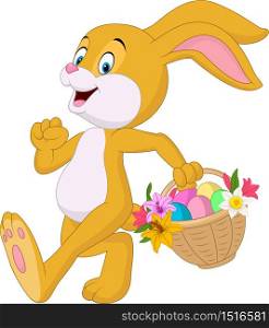 Easter bunny with bucket of eggs