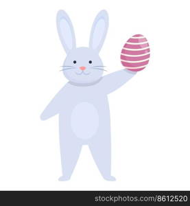 Easter bunny with egg icon cartoon vector. Cute rabbit. Spring holiday. Easter bunny with egg icon cartoon vector. Cute rabbit