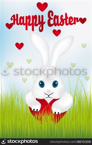Easter bunny with heart  Easter card - available as eps and jpg-file