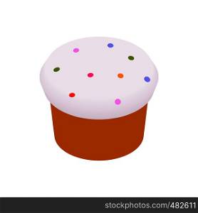 Easter cake glazed with icing and raisins isometric 3d icon on a white background. Easter cake glazed with icing and raisins icon