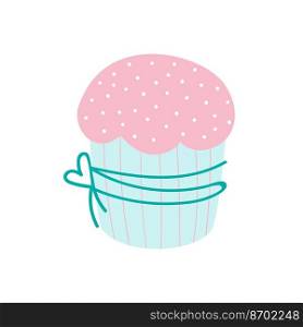  Easter cake isolated on white background. Vector illustration in doodle style.Design for Easter, stickers,.  Easter cake. Vector illustration in doodle style