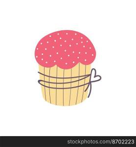  Easter cake isolated on white background. Vector illustration in doodle style..  Easter cake. Vector flat illustration 