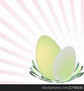 easter card composition with eggs; stripes and nest; abstract vector art illustration