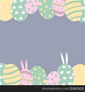 Easter card Easter eggs cartoon style Vector illustration Copy space Design for banner poster postcard packaging. Easter card Easter eggs Cartoon style Vektor Illustration