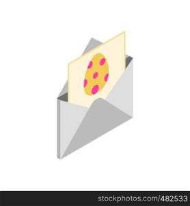 Easter card with a egg isometric 3d icon on a white background. Easter card with a egg isometric 3d icon