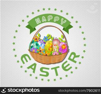 Easter card with eggs and basket