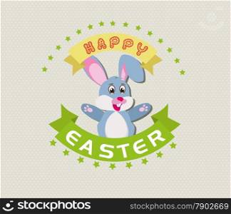 Easter card with eggs and rabbits