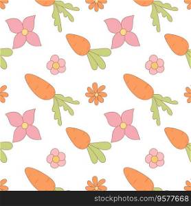 easter carrot flowers hunting pattern background design Vector illustration