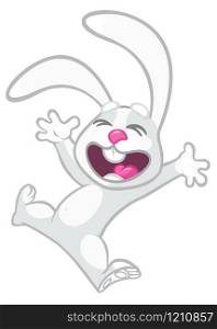 Easter cartoon happy bunny rabbit excited. Vector illustration of bunny isolated
