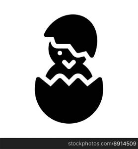 easter chick inside egg, icon on isolated background