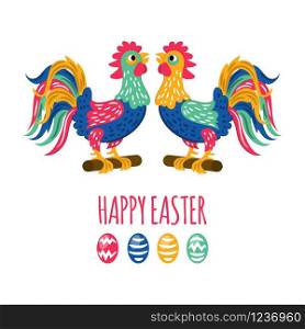 EASTER COCK Great Religious Holiday Vector Illustration Set