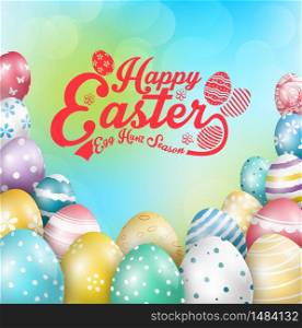 Easter colorful eggs with design Green Blue Creative Background.Vector