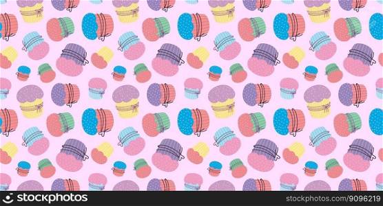 Easter Cupcake seamless pattern. Easter cake background. Cupcake seamless pattern. Easter cake background