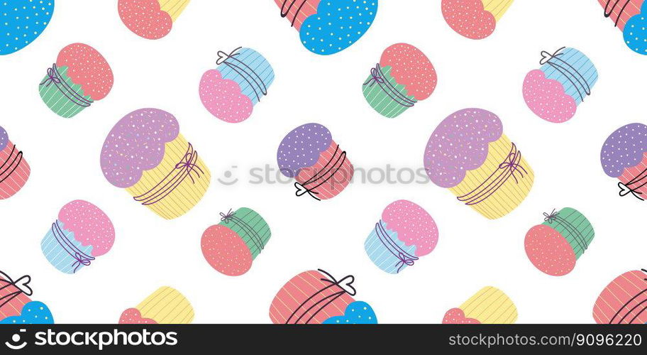 Easter Cupcake seamless pattern. Easter cake background. Cupcake seamless pattern. Easter cake background