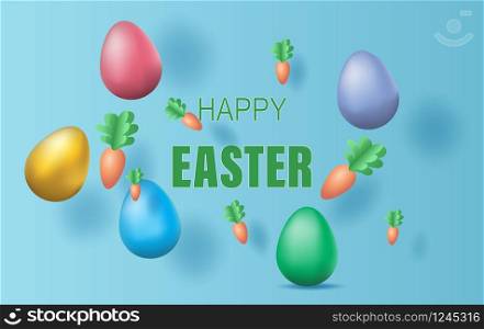 Easter day background.Creative paper art and craft style.Frame for your text banner and poster.Origami paper concept card.Plant flower colorful pastel color.vector illustration.Spring season EPS10
