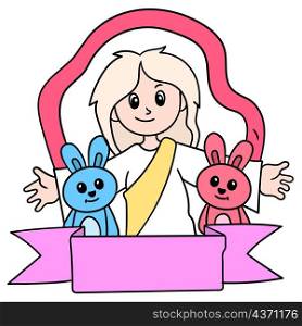 easter day celebration with jesus with the rabbit