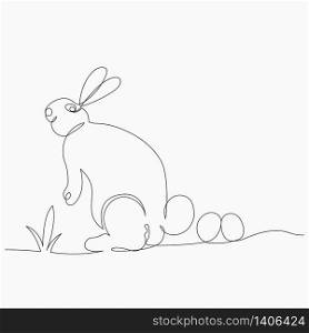 Easter day concept, Continuous one line drawing rabbit easter hare. vector illustration.