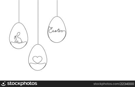 Easter day design. Continuous One Line Easter eggs. Vector illustration for poster, card, banner and other.