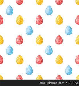 Easter Day - seamless pattern with easter eggs on white background, colorful background or endless texture for textile decoration, ideal for fabric print, wrapping or scrapbooking paper - vector. cartoon easter day seamless pattern