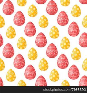 Easter Day - seamless pattern with easter eggs on white background, colorful background or endless texture for textile decoration, ideal for fabric print, wrapping or scrapbooking paper - vector. cartoon easter day seamless pattern