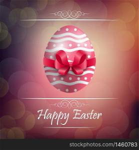 Easter egg background with red ribbon.Vector