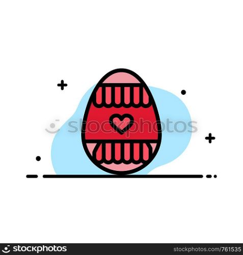 Easter Egg, Egg, Holiday, Holidays Business Flat Line Filled Icon Vector Banner Template