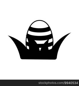 Easter Egg In Grass Icon. Black Glyph Design. Vector Illustration.