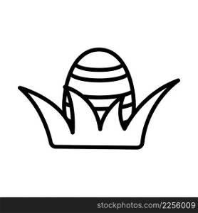 Easter Egg In Grass Icon. Bold outline design with editable stroke width. Vector Illustration.