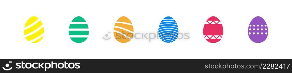 Easter egg set colorful flat icon. Vector isolated illustration
