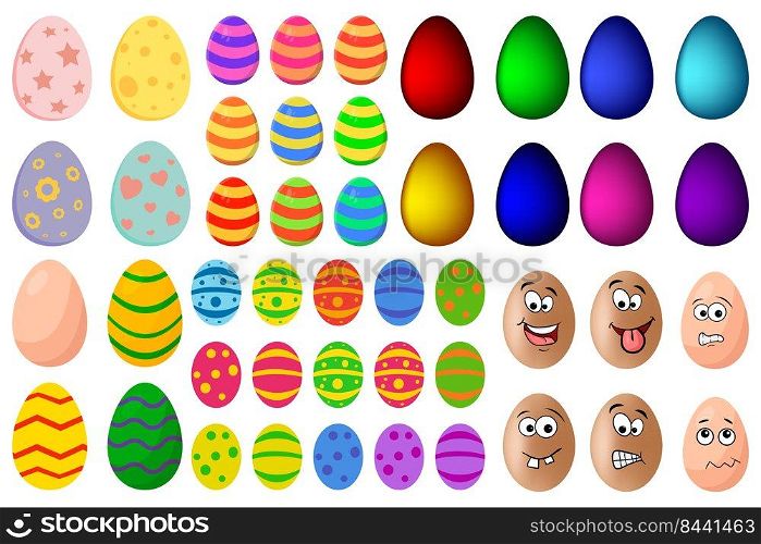Easter egg set isolated on white background