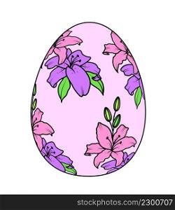 Easter egg with lily pattern. Happy easter day. Vector illustration