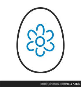 Easter Egg With Ornate Icon. Editable Bold Outline With Color Fill Design. Vector Illustration.