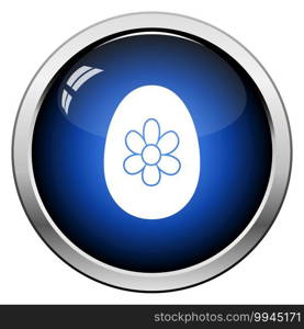 Easter Egg With Ornate Icon. Glossy Button Design. Vector Illustration.