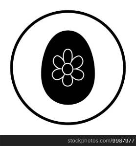 Easter Egg With Ornate Icon. Thin Circle Stencil Design. Vector Illustration.