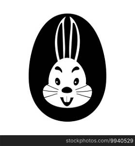 Easter Egg With Rabbit Icon. Black Glyph Design. Vector Illustration.