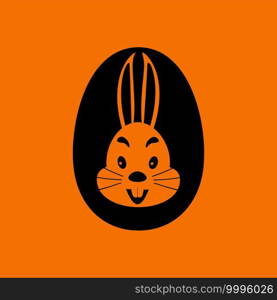 Easter Egg With Rabbit Icon. Black on Orange Background. Vector Illustration.