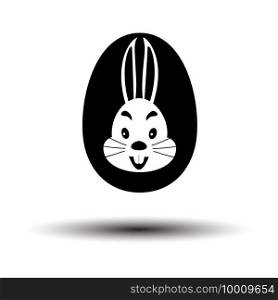 Easter Egg With Rabbit Icon. Black on White Background With Shadow. Vector Illustration.
