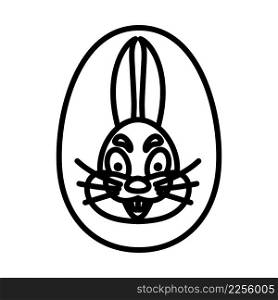 Easter Egg With Rabbit Icon. Bold outline design with editable stroke width. Vector Illustration.